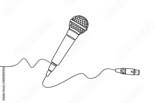 Simple line drawing of a vintage microphone with a connected cable