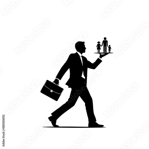 Businessman Carrying Family on Palm.