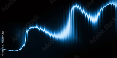 Abstract blue background with glowing lines creates a digital medical heartbeat pulse wave on a monitor screen for technology and health business design