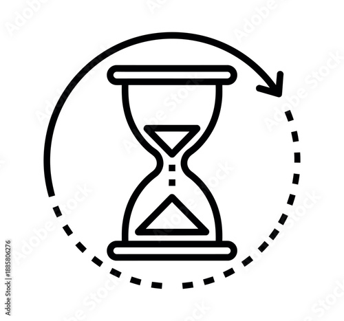 Hourglass with circular arrow vector icon for time management and history concepts