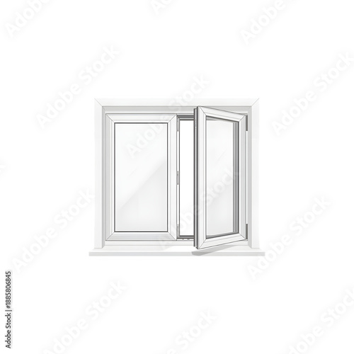 Wallpaper Mural White casement window with one open panel against a transparent background Torontodigital.ca