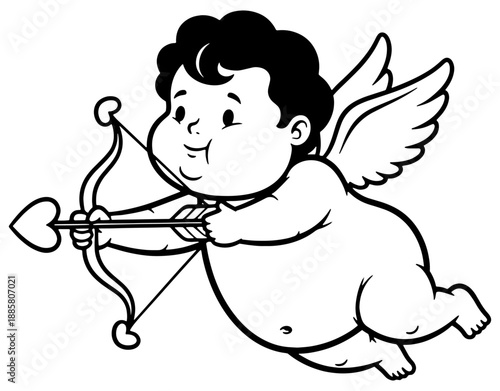 Minimalist line art illustration of a paper note with a heart symbol held by a heart shaped push pin, concept for romantic messages, love reminders, and Valentine's Day secrets.