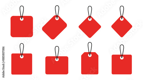 Red price tags on white background red tags labels isolated