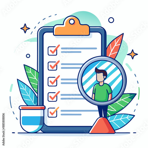 Self Accountability Checklist with Magnified Person