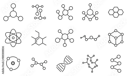 Molecule icon vector illustration. Symbol of Molecule line icon vector isolated on white background. Molecule structure, atom, scientific research, electron orbit, DNA and other.