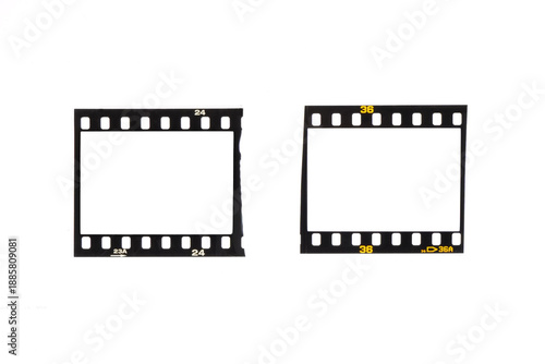 Fotografie Unbranded film slides, filmstrip, photo negatives, dia frames on white backgroun