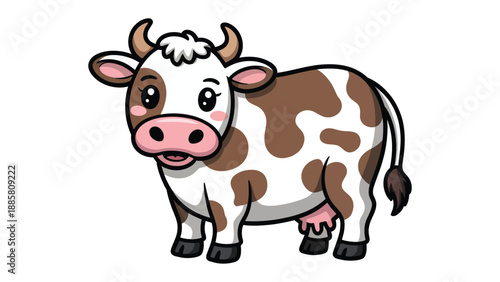 Cartoonish Cow: An animated bovine, exuding charm with its whimsical design. It stands in a field, ready to bring cheer to the viewer. 