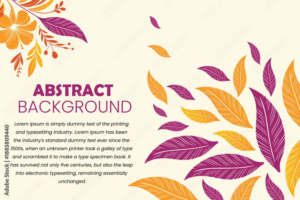 Fototapeta premium Floral Botanical Background Illustration with Decorative Plant Elements for Wedding Invitations and Stationery Designs