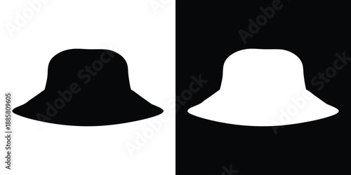 Bucket hat silhouette vector, cap icon vector illustration