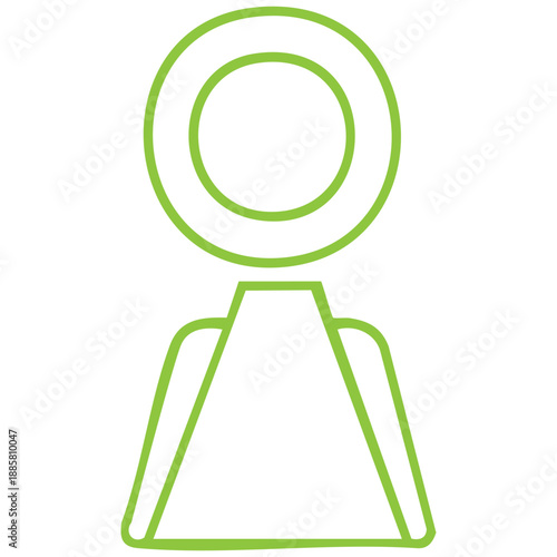 Simple green outline icon representing a webcam with a rounded lens and a sturdy base on a transparent background