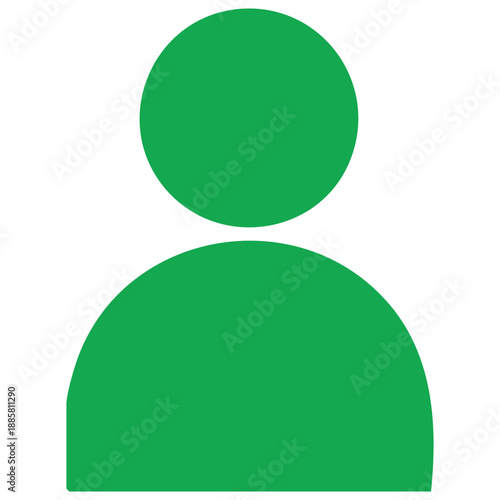 A simple green silhouette representing a persons head and shoulders isolated on a white background