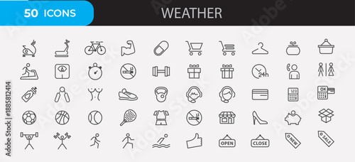 Active lifestyle and fitness icons for sports, exercise, and healthy living, suitable for fitness apps and websites.