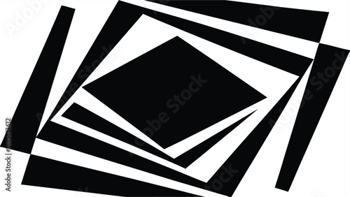 Fotografie Abstract Black and White Geometric Optical Illusion Square Pattern background
