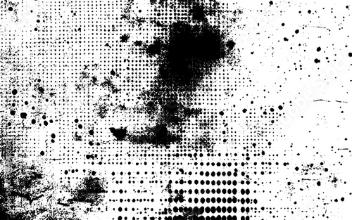 Aged Print Halftone Grunge Background. Worn Halftone Grunge Surface Background