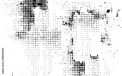 Aged Print Halftone Grunge Background. Modern Grunge Halftone Overlay Texture. Minimalist Halftone Dots Distress Design