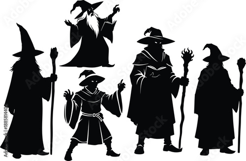 Wizard Silhouette Casting Spell