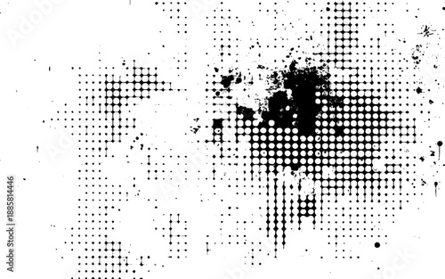 Urban Distress Halftone Texture Background. Ink Splash Halftone Grunge Texture. Minimalist Halftone Dots Distress Design