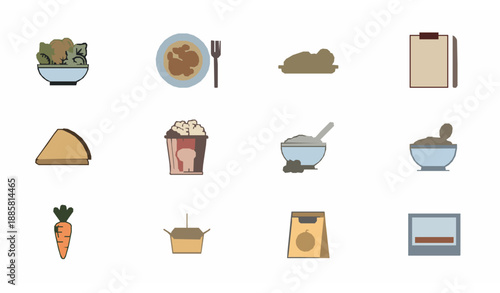 Nutrition and meal planning line icon vector collection