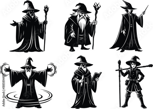 Wizard Silhouette with Extended Arms