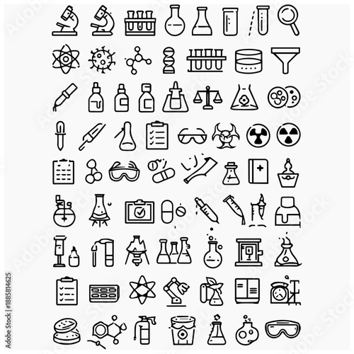 Science, Chemistry, and Laboratory Outline Icons Collection