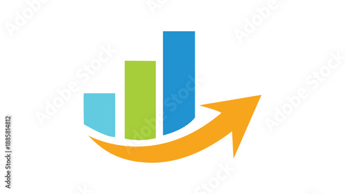 Graph diagram up icon, business growth success chart with arrow, business bar sign, profit growing symbol