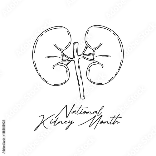line art of National Kidney Month good for National Kidney Month celebrate. line art.