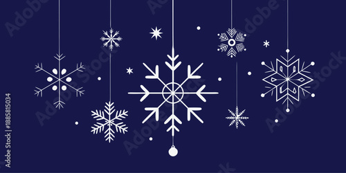 Winter wonderland a collection of delicate snowflakes on a dark blue background