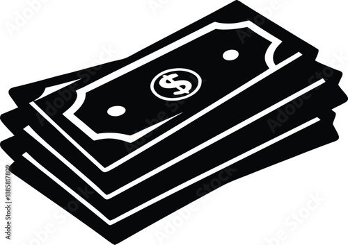 stack of dollar money  black silhouette vector,money stack black icon