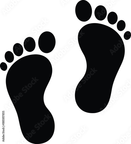 Two footprint Black silhouette vector,  foot print flat icon