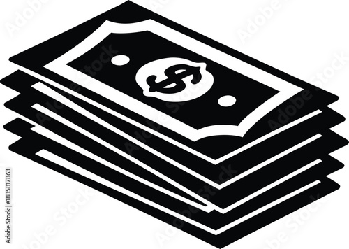 stack of dollar money  black silhouette vector,money stack black icon