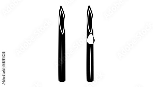 medical needle bevel, black isolated silhouette