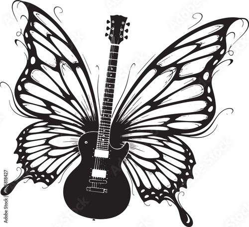
Butterfly Guitar Tattoo Vector Set