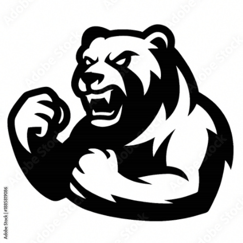 Fierce Grizzly Bear Flexing Mascot Logo Graphic