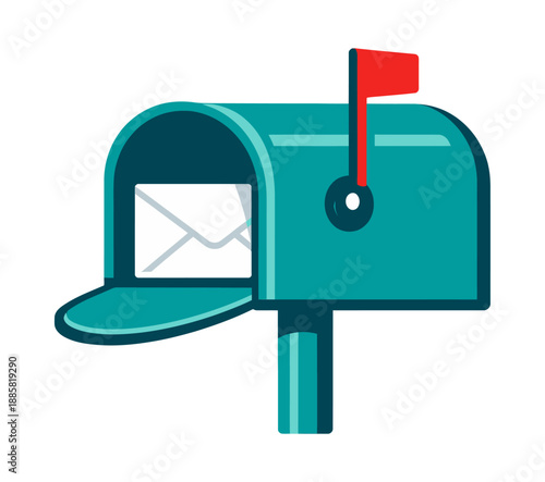 Flat design illustration of a mailbox depicting new mail for communication concepts