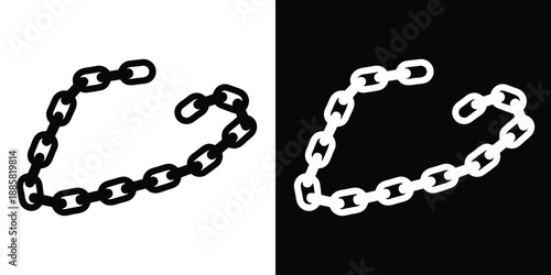 Chain silhouette, Chain vector clipart, Metal chain black silhouette