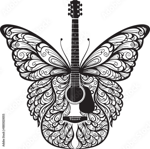 
Butterfly Guitar Tattoo Vector Set