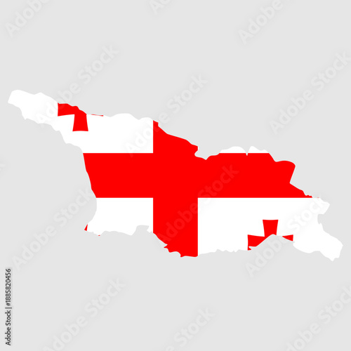 Georgia flag map vector. Flag map of Georgia on gray background