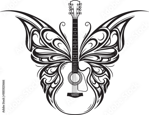 
Butterfly Guitar Tattoo Vector Set