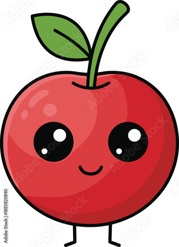 Wallpaper Mural Cute smiling apple cartoon character illustration, kawaii fruit mascot, happy healthy food concept, colorful flat vector design Torontodigital.ca