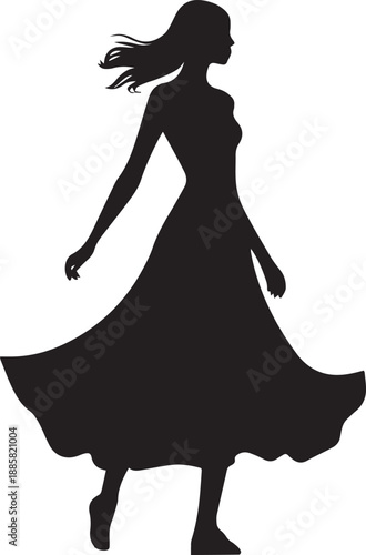 Stylish female silhouettes in fashionable dresses modern fashion style and confidence poses vector on white background