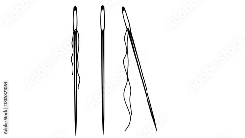 sewing needle with thread on transparent background