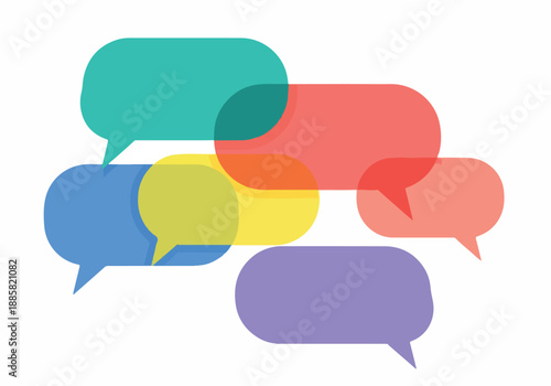 Colorful Speech Bubbles Floating for Communication and Social Interaction