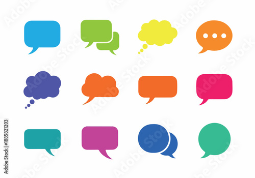 Colorful Speech Bubble Vector Set Expressive Chat & Conversation Icons for Design Projects