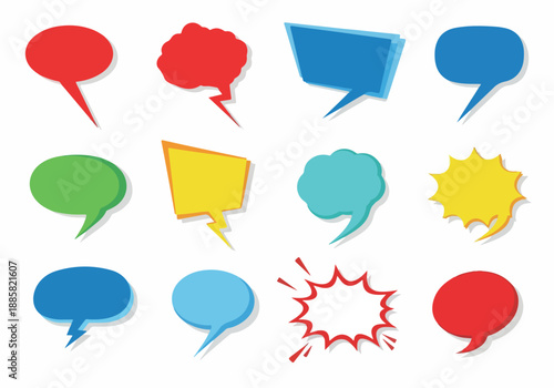Colorful Comic Speech Bubbles Pop Art Vector Set for Creative Conversation and Design
