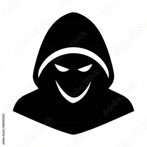 Sinister Hooded Figure with Evil Grin Icon