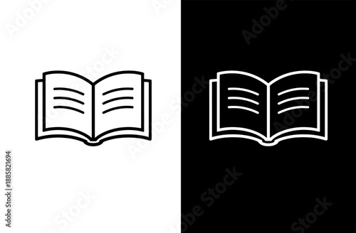 Simple line art illustration of an open book depicting reading and learning for educational design