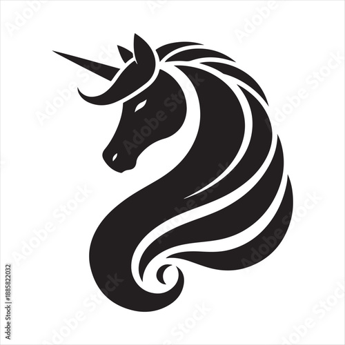 unicorn vector silhouette lien art logo design concept illustration
