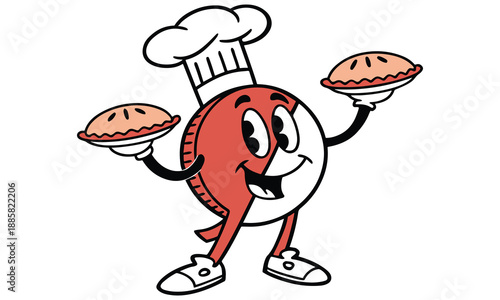 Playful Pi Day Chef Cartoon Characters Holding Pies .