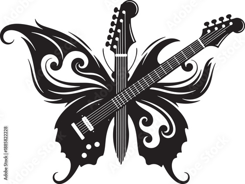
Butterfly Guitar Tattoo Vector Set
