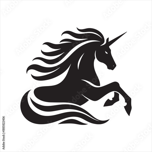 unicorn vector silhouette lien art logo design concept illustration